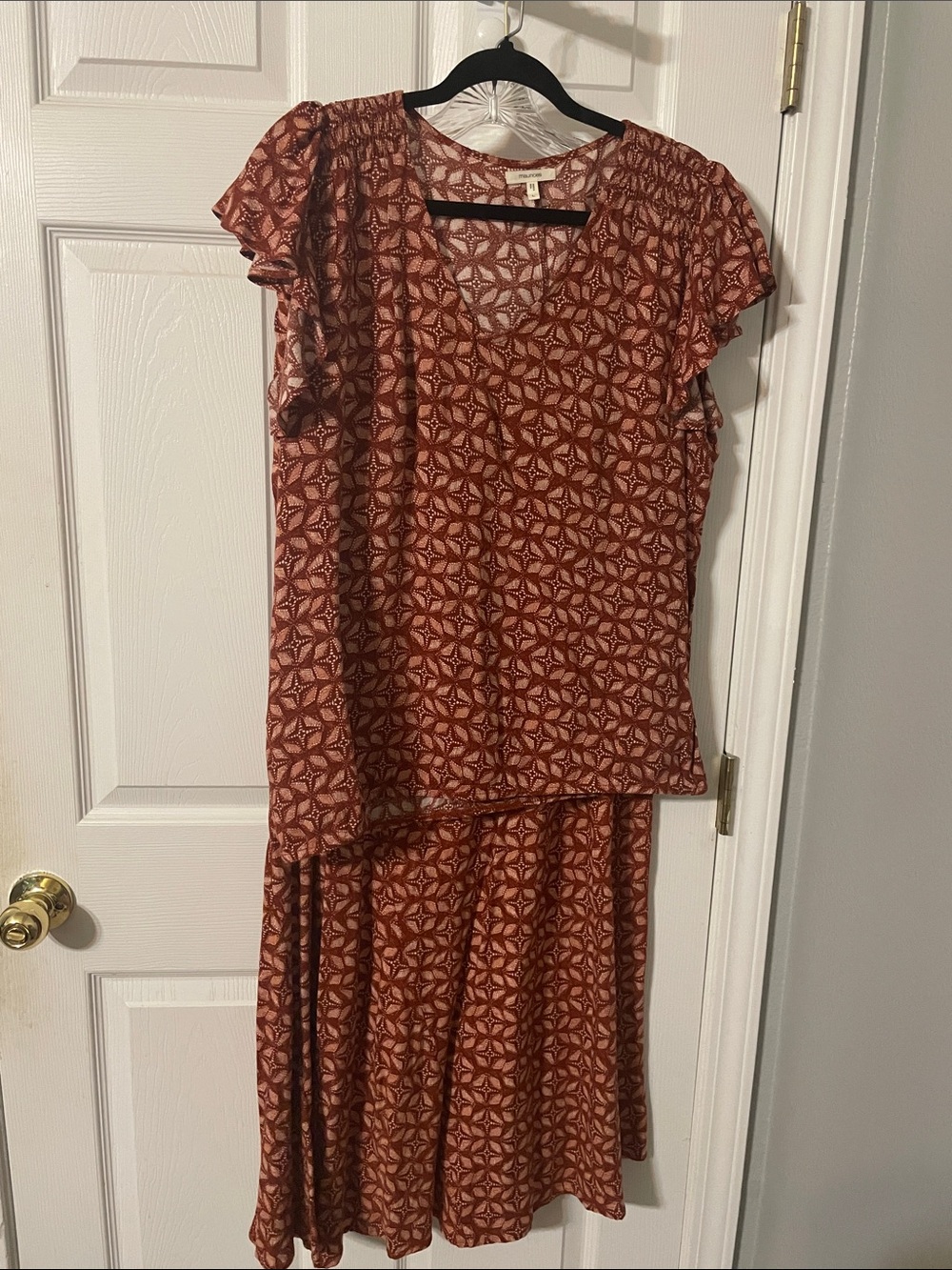 Maurices Rust Floral Print Top & Skirt Set